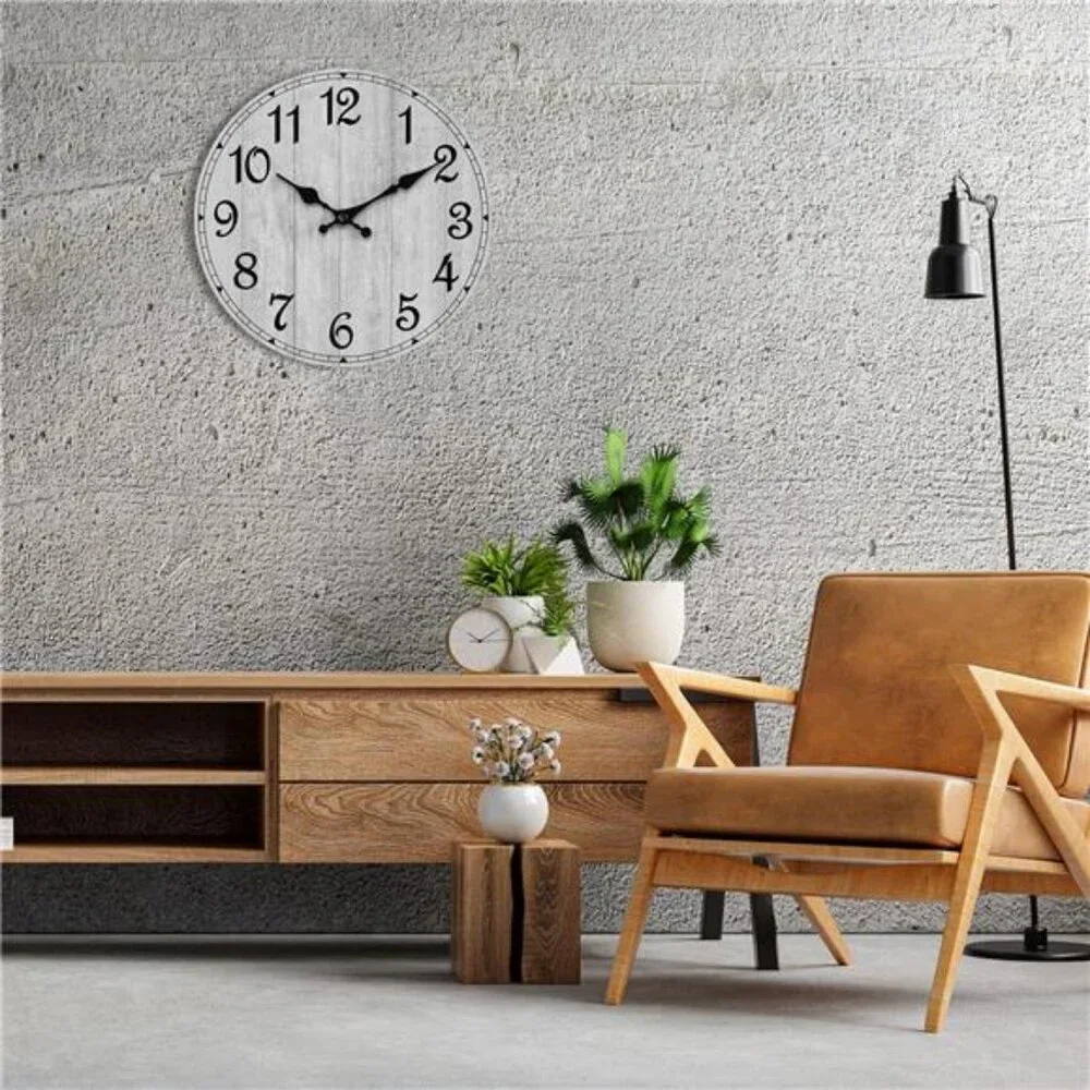 Wall Clock 12 Inch, Grey Wall Clocks Battery Operated Silent Non Ticking,